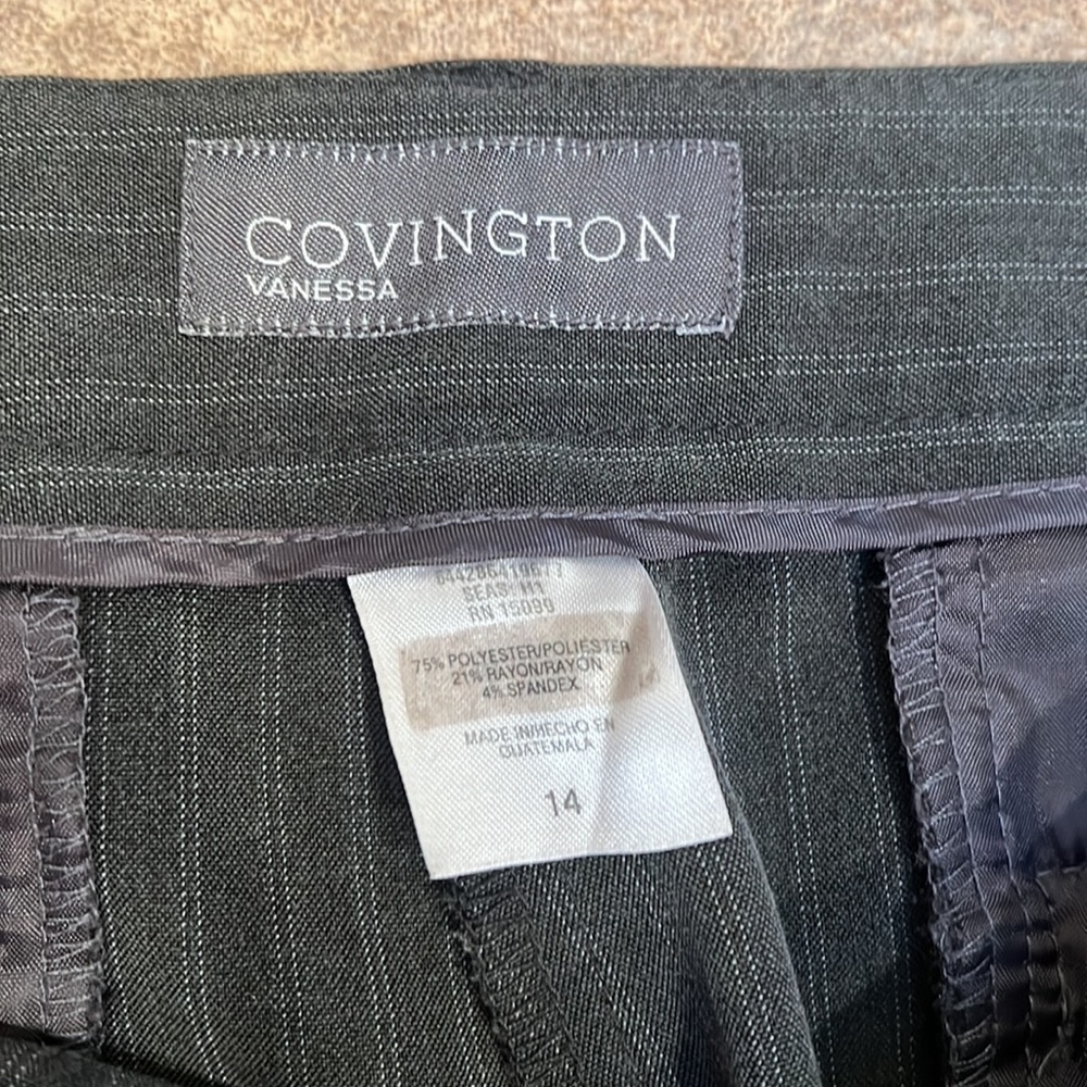 Covington Vanessa pants, dark grey pinstripe, size 14 GUC! - Picture 3 of 5
